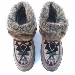 Skechers Bootie Style Slippers Faux Fur Gray 8.5